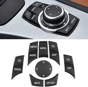 Jaronx Compatible with BMW iDrive Buttons, for BMW iDrive Controller Knob Multimedia Button Replacment for 1' E81 E82 E88/3' E90 E92 E93/5' E60 E61/6' E63 E64/X1 E84/X5 E70/X6 E71 (8PCS Set)