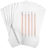 50 Sheets Carbon Paper Graphite Paper White Carbon Transfer (8.5 x 11.5 inch) Tracing Papers with 5 PCS Embossing Styluses Dotting Tools for Wood Paper Canvas Craft