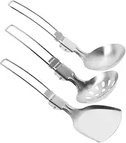 Sosoport 3pcs Outdoor Foldable Cooking Utensil Set - Portable Travel Tableware - Folding Spatula with Spoon for Camping Backpacking and Picnic