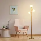 3 Globe Mid Century Floor Lamp, Vintage Standing Lamp with 3 LED Bulbs & Sphe...