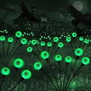 Halloween Decorations Outdoor Solar Scary Eyeball Lights,2PACKS 12LED Green Eyeball Swaying Firefly Lights,Waterproof Solar Halloween Path Lights for Yard/Garden/Lawn/Party Decor, BGYQG001