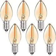 Bonlux 6pcs 0.5W E14 LED Light Bulb, Small Screw in Light Bulb, 2200K Warm White Candle Bulbs, Amber Glass 50lm 4W 5W Equivalent, Low Wattage SES LED Night Light Bulb for Table Lamp, Effect Lighting