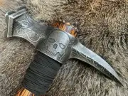 Handmade Carbon Steel Skull War Hammer Renaissance Faire Warrior Cosplay Weapon