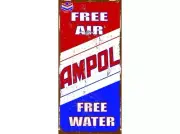 AMPOL FREE AIR WATER HUGE QUALITY REPRO TIN METAL SIGN PETROL OIL MOTOR SPIRIT