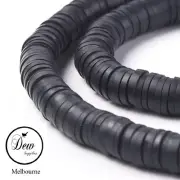 About 400pcs Black Flat Round Bead Handmade Polymer Clay Beads DIY Jewelry