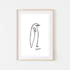 Penguin Line Art By Picasso Art Print. Perfect Minimalist Wall Art Decor