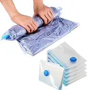 SPENDEAL Vacuum Storage Bags, Durable Reusable Space Saver Compression Sealer Bag for Clothes, Pillow, Towel, Blanket, Bedding, Duvets, Curtains, Quilt for Travel Zipper Bags (90 x 130 CM) (5 PCS)