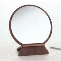 在飛比找樂天市場購物網優惠-高清單面台式化妝鏡木質鏡子圓形簡易便攜梳妝鏡學生桌面鏡 交換