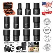 Powder-Coated 12PCS Lug Nut Extractor Kit - Perfect for Rusted or Frozen Bolts