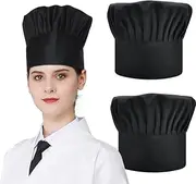 [Generic] 2 Pcs Chef Hat Adjustable Elastic Cooking Chef Cap, Kitchen Hat for Unisex Adult Teenager Hotel Restaurant Baking