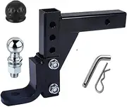 Trailer Hitch Trailer Hitch Lock 10" Adjustable 4 Level Trailer Drop Hitch Ball Mount Tow with Ball and Lock for 2" Trailer Receiver(2 Ball pin)