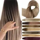 Invisible Tape in Real Human Hair Extensions Skin Weft Thick Remy Hair Full Head