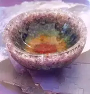ORGONE BOWL, HUGE 3.25" Chakra Bowl, ORGONE Chakra CRYSTAL BOWL, 7 Chakra Bowl