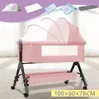 2025 Pink Baby Bassinet Cot Bedside Co Sleeper Infant Newborn Crib