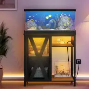 20-29 Gallon Aquarium Stand with Power Outlets & LED Light, Cabinet for Fish Tan