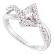 14k White Gold Princess Diamond Solitaire Twist Bridal Engagement Ring 1/2 Cttw (Certified)