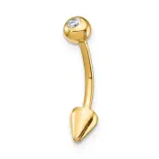 14K Yellow Gold 16 Gauge CZ Cone Belly Ring
