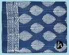 New Blanket Indigo Blue Throw Kantha Quilt Coverlet Leaf Bedcover 90X108" Gudari