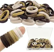 LLYJOYE 100x Baby Hair Bands, Brown Baby Bobbles, Mini Baby Girls' Hair Ties, Seamless Elastic Hairbands, Hair Accessories for Baby Girls Kids Toddlers
