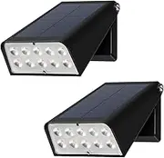 Patio Wall Light Solar Powered, Dusk-to-Dawn Light Sensor Deck Lights, 2-Mode 90° Rotatable, Outdoor Wireless Security Lights Waterproof, Solar Spotlight for Porch, Garage, Fence, 2-Pack