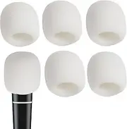 6 PCS White Microphone Cover Sponge Foam Mic Foam Filter Cover Handheld Microphone Windscreen Shield Protector Suitable for Most Standard Handheld