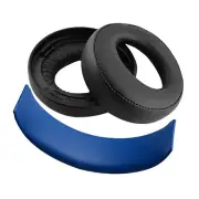 Geekria Earpad + Headband Compatible with Sony PS4 Gold Headphones (Black/Blue)