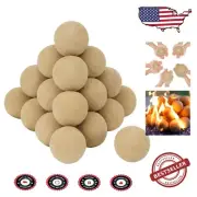 Set of 25 Heat-Resistant 2-Inch Beige Ceramic Fire Balls for Fire Pits