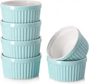 Ramekins Oven Safe - 6 Creme Brulee Souffle, Ceramic Ramekins for Baking, Classic Style Ramekins Bowls