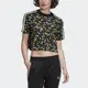 Adidas Cropped Aop Tee FL4108 女 短袖 短版 上衣 國際版 休閒 印花 柔軟 舒適 黑