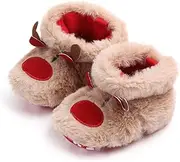 [RUIXIA] Winter Warm Christmas Tree Santa Clause Cozy Fleece Newborn Baby Booties Soft Sole Prewalker Crib Shoes for Infant Girls Boys
