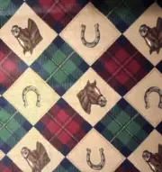 Horseshoe Horse Animal Sewing Fabric Crafting Checkered Piece 12" X 10" New