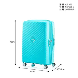 【AMERICAN TOURISTER 美國旅行者】28吋SQUASEM可擴充防盜拉鍊PP避震輪行李箱(多色可選)