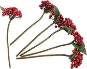 PAMINGONO 6pcs Short Branch Christmas Red Fruit Artificial Berry Picks Simulated Berry Artificial Berry Wreath Berry Stems Artificial Faux Berry Stems Faux Berry Glitter Stem Red Berry Stem