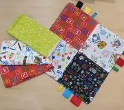 Baby Gift Set, Burp cloths, Taggie Blanket, ABC, 123, School Themed
