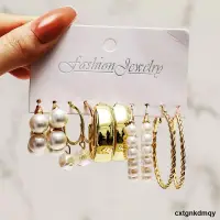 在飛比找露天拍賣優惠-earrings for women複古珍珠耳環創意簡約耳環