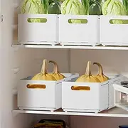 ONMELON Storage Boxes - Expandable Drawer Organizer for Kitchen Cabinets/Desktop, Space-Saving Snack & Clutter Storage Box, Durable Deep Cabinet Organizer for Home, Office, Renters (White, Large)