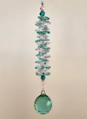 30mm Antique Green Ball & Pink Suncatcher made with Swarovski Crystal - Gift Box