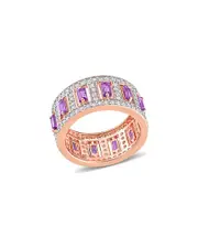 Rina Limor Rose Gold Over Silver 2.84 ct. tw. Gemstone Eternity Ring