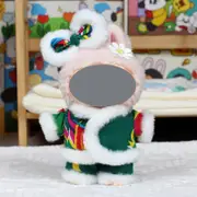 Labubu Baby Clothes 17cm Labubu Cloth Clothes Heartbeat Macaron Vinyl Face Doll Baby Clothes Replacement——style:Big Flower Coat Three Piece Set (Green)