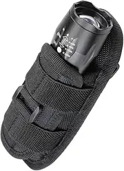 LIVANS Tactical Flashlight Pouch Holster, Rotatable Flashlight Holder Belt Clip Tactical Torch Carry Case with 360 Degree Carabiner Reel Clip