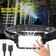 USB Rechargeable Headlight Torch Work Light Bar Head Band Lamp COB LED Headlamp