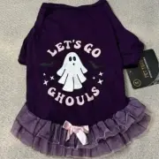 Let’s Go Ghouls Dog Halloween Tutu Shirt Costume NWT Size Medium Pet Purple Cat