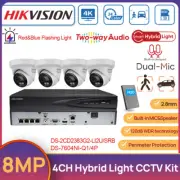 Hikvision 4CH 4K NVR 8MP Hybrid Light ColorVu+IR POE Camera System 2-Way Audio