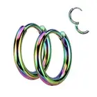 Rainbow Hoop Earrings Hypoallergenic Stainless Steel 14mm Non-Binary