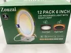 Zouzai 6" Recessed 5CCT Selectable Dimmable LED Slim Ceiling Lights 12 Pk