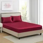 King Silk Satin Fitted Sheet, Soft Deep Pocket Single Bottom Bed Sheets Sold ...