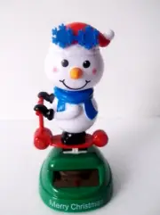 Solar Powered Dancing Snowman Bobble Head / Riding A Scooter
