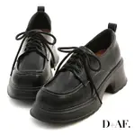 D+AF 摩登時代．輕量增高底綁帶德比鞋＊黑
