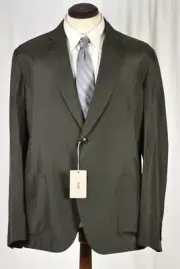 NWT $2600 BRIONI 100% Silk Grass Green Casual Patch Pocket Coat Jacket 44 R