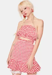Spreading Rumors Gingham Skirt Set